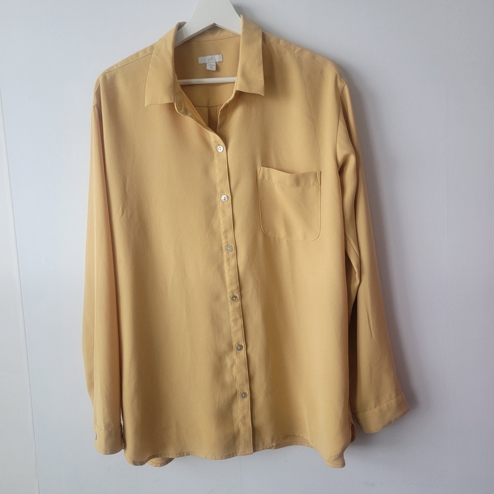 J.jill women's button down shirt size MT long sleeve yellow Casual
